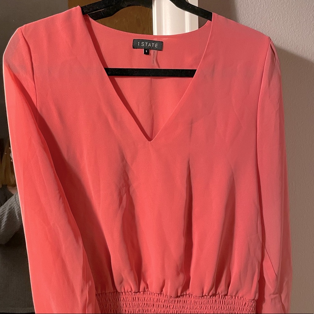 1. State salmon blouse